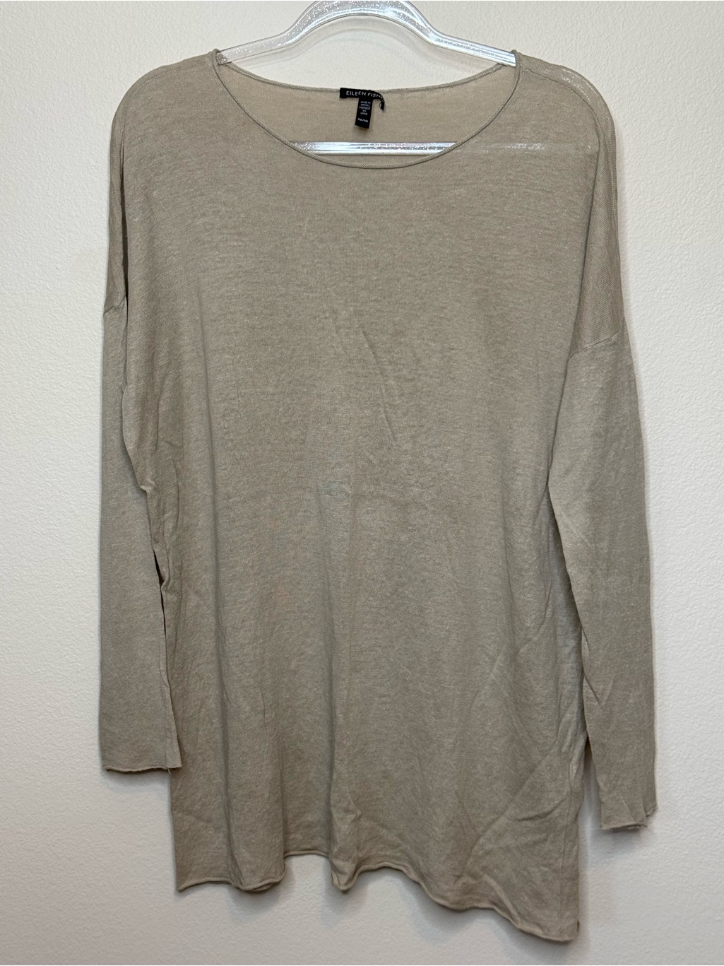 Eileen Fisher Long Sleeve Lightweight Sweater - Beige Petite Small